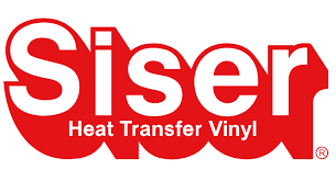 Logo Siser z napisem Heat Transfer Vinyl w czerwonym kolorze