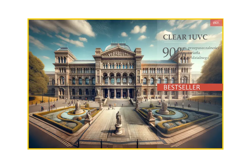 Budynek z ogrodami, informacja o bestsellerze i wysokiej przepuszczalności światła