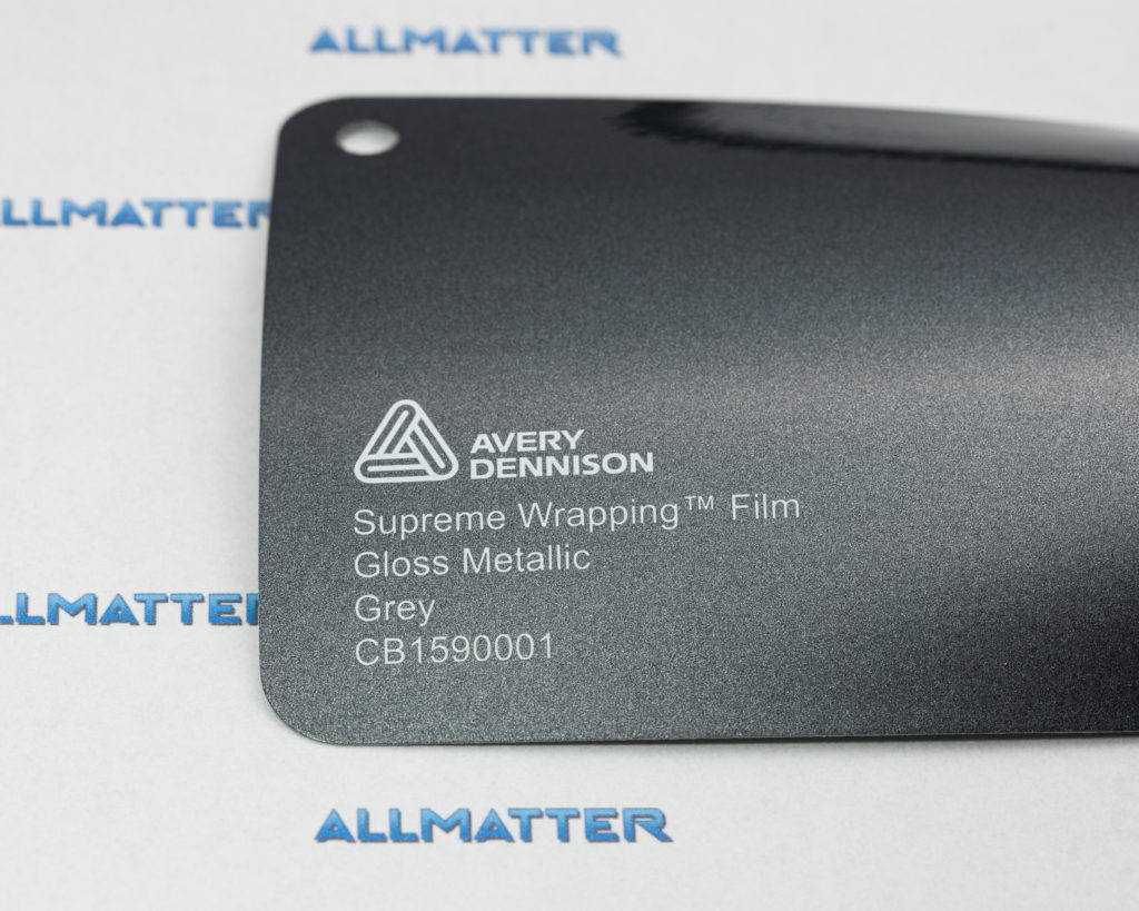 Próbka folii Avery Dennison w kolorze szarym metalicznym