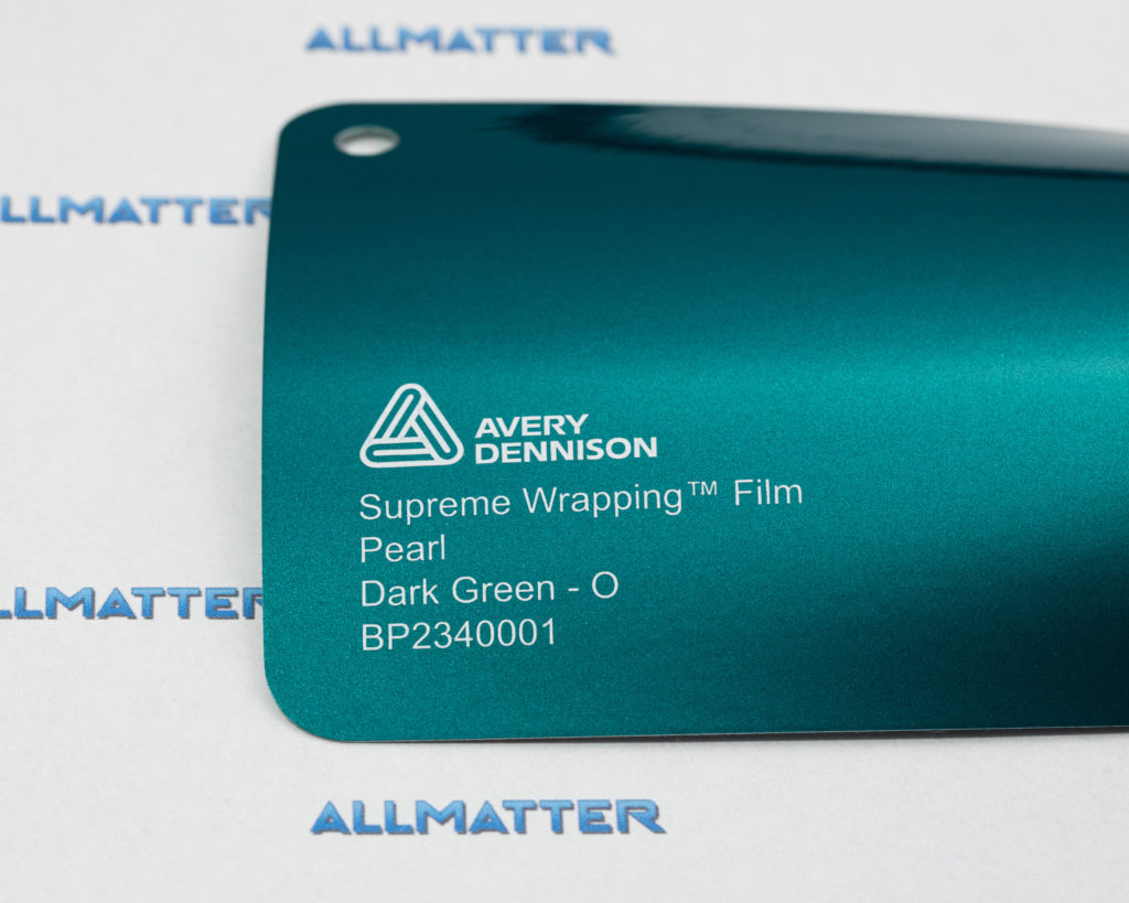 Próbka folii Avery Dennison w kolorze ciemnozielonym perłowym